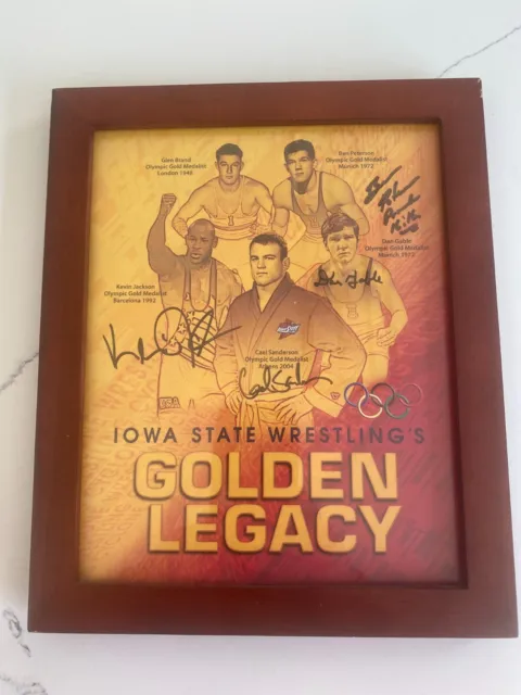 Iowa State Wrestling Olympic Champs Autograph Auto Cael Sanderson, Dan Gable, KJ