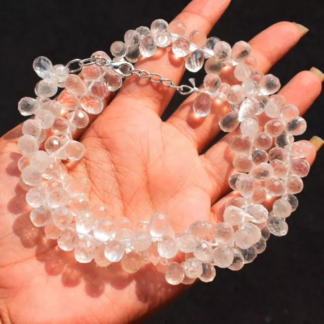 Amazing Cut 405 Cts Natural White Quartz Beaded Gorgeous Necklace AK 19 E488