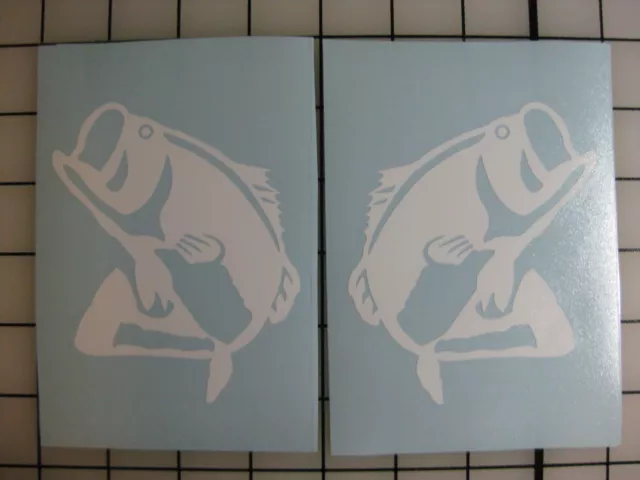TWO 4 BASS Fish Decals ANY COLOR Sticker Fishing Boat Truck Car Window  Bumper $5.00 - PicClick