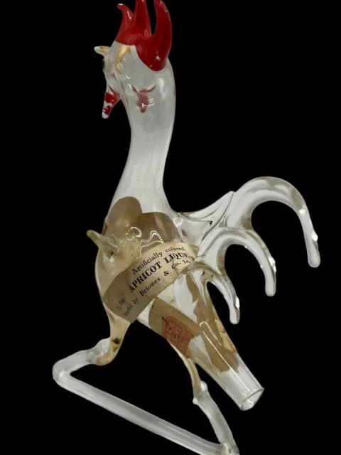 Hand Blown Glass Liqueur Bottle Rooster EMPTY Nip Glass Farm Figurine Bird 3