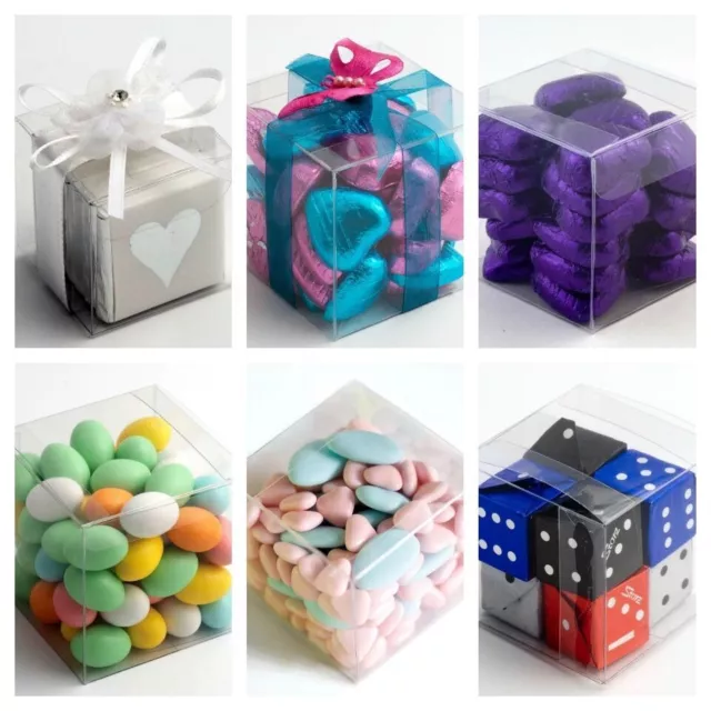 Luxury Transparent PVC Cube Chocolate Sweets Cup Cake Wedding Favour Gift Boxes