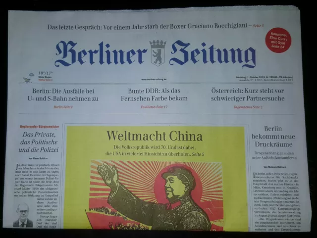 Berliner Zeitung, Geburtstagszeitung vom  1. - 10. Oktober 2019