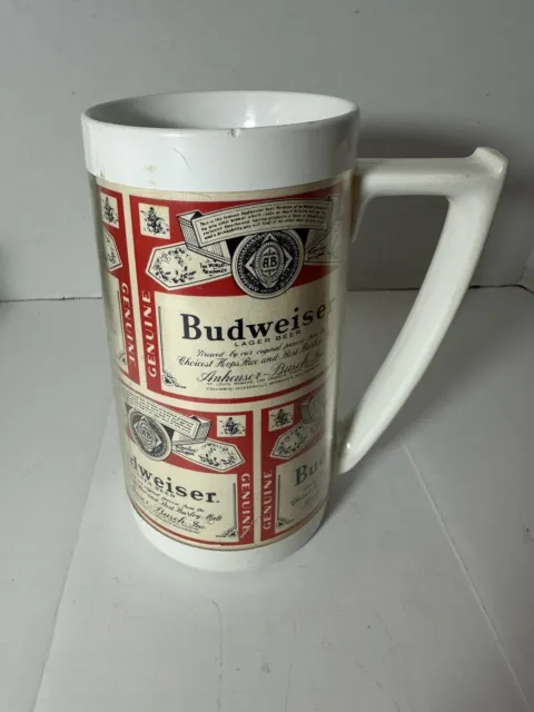 Vintage 1970's Budweiser Thermo-Serv Insulated Plastic Beer Mug Made in USA RARE