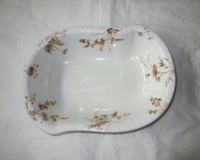 Johnson Bros 9.75" Oval Serving Bowl, Brown Multi-color Flowers, Aesthetic, 1900
