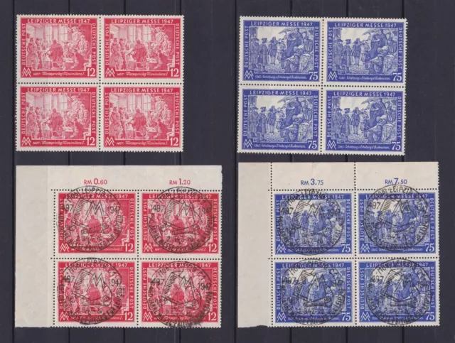 GERMANY 1948, Mi# 965-966, CV 27€, Blocks of 4, MH/MNH/Used