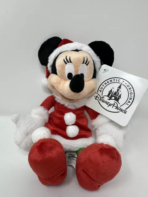 Disney Parks Minnie Mouse Santa Christmas Plush Doll 7" Inches - NEW w/ TAGS