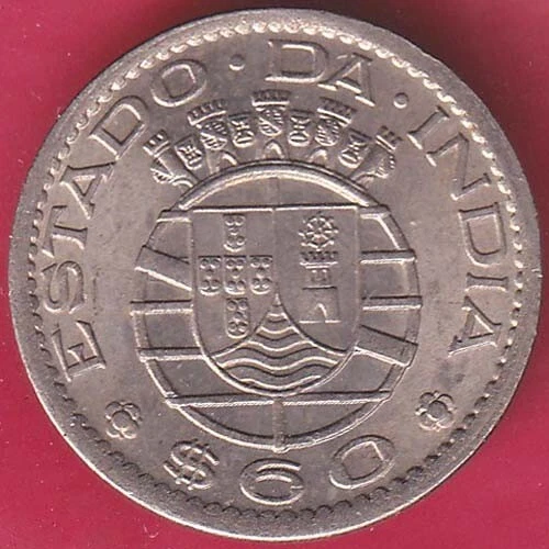 Portuguese India Goa 60 Centavos 1958 Rare Coin#A90