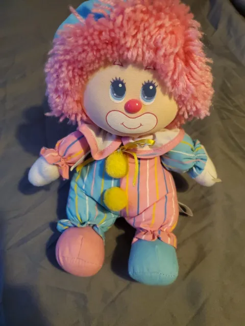 Vintage 1985 American Greetings Amtoy Clown Plush Toy Collectible   Pink Hair