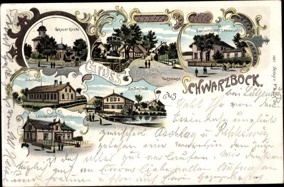Litho Schwarzbock bei Lütjenburg Holstein, Kirche, Gastwirtschaft... - 10620747