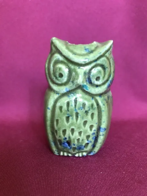3" Tall Vintage Ceramic Macrame Beads Green Owls New Old Stock