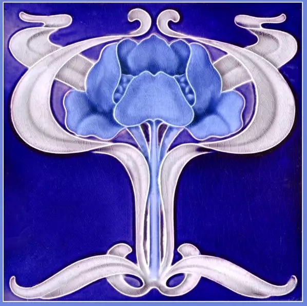 Ceramic Tile Reproduction German Art Nouveau Vintage Rare Majolica EuroVictorian
