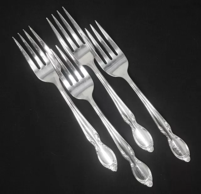 Wm Rogers Silverplated Precious Mirror Salad Fork set of 4. 6 1/8" Long
