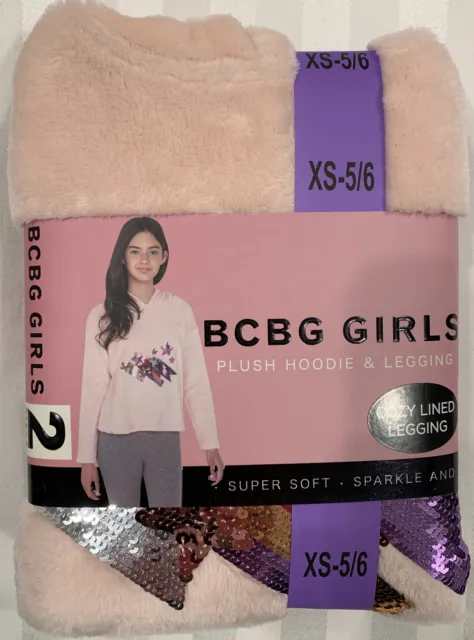 BCBG Girls New 2 Piece Plush Hoodie & Leggings, Stars, Size XS-5/6 Super Soft
