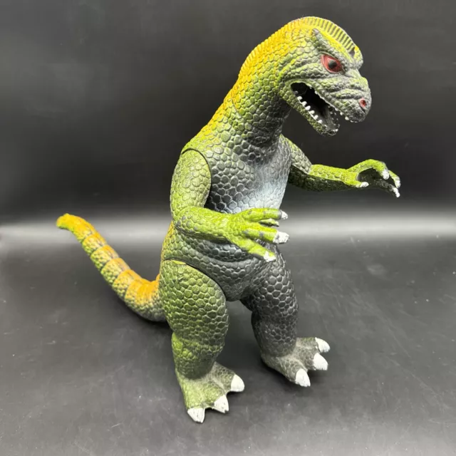 Vintage 1986 Godzilla Figure Dor Mei 14" Posable Toy Hard Plastic Green Yellow