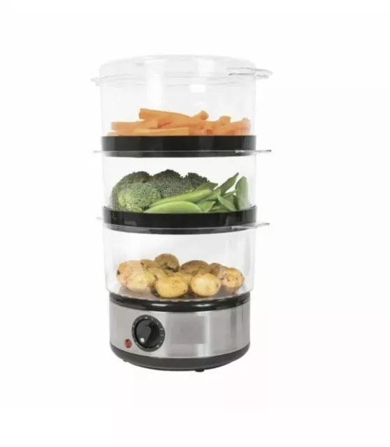 Food Steamer Electric 3 Tier Cooker Vegetable Fish Stainless Steel Timer