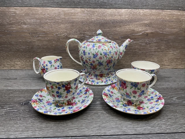 Royal Winton Grimwades Old Cottage Chintz Tea Set, Floral 8 Piece Set 2