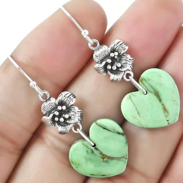 Floral - Heart Australian Variscite 925 Sterling Silver Earrings Jewelry E-1237