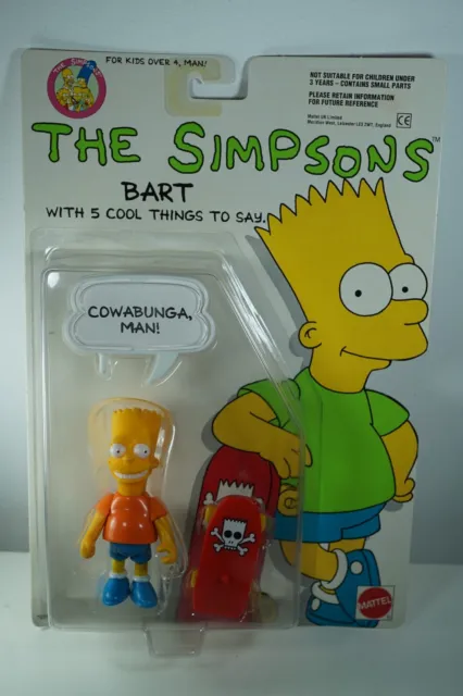 Mattel The Simpsons Bart Action figure with Skateboard MOC 1990 NEW !