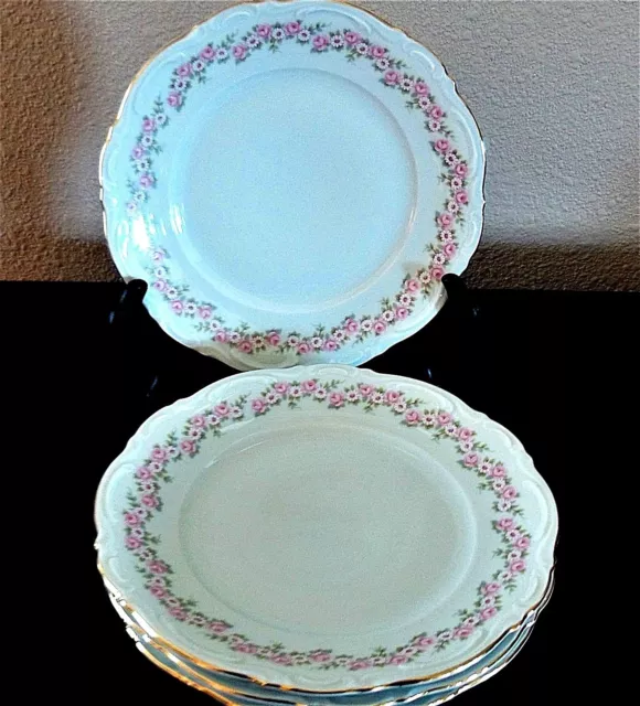 Mitterteich Bavaria Lady Beatrice x4 Pink White Flower Garland Salad Plates