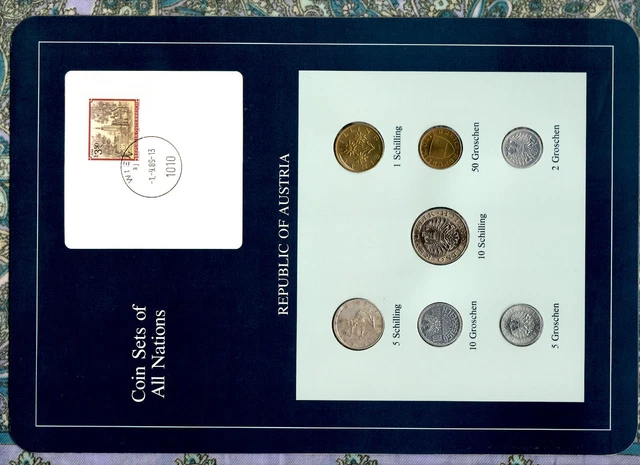 Coin Sets of All Nations Austria 1961-1994 UNC 5 Schilling 1961 Silver 1.9.89
