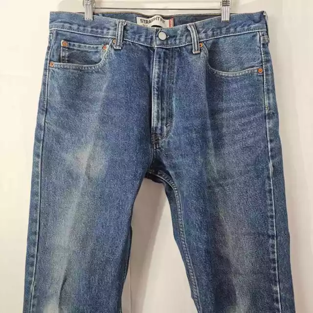Levis 505 Medium Wash Cotton Regular Fit Straight Leg Jeans Mens 35 x 31 EUC 3