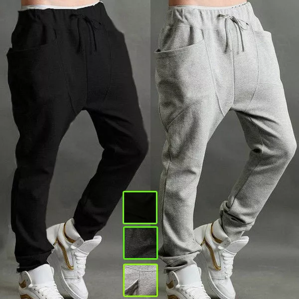 MENS BLACK CARGO Trousers Casual Hip Hop Harem Pencil Pants Long Sweatpants  $22.99 - PicClick