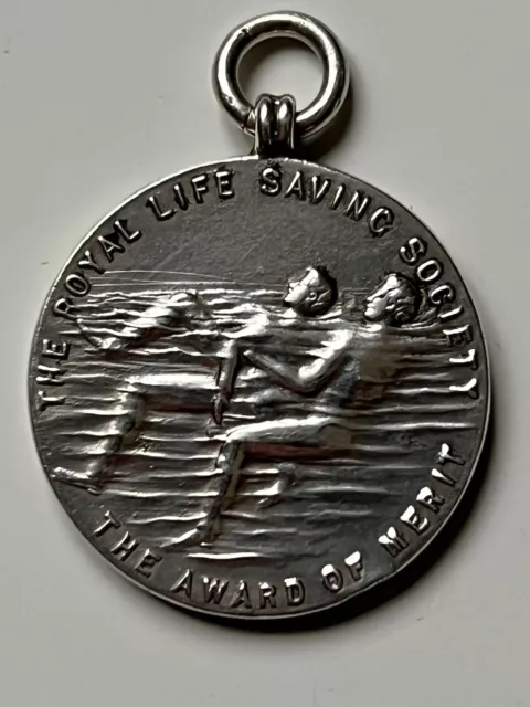 Royal Life Saving Society 925 Sterling Solid Silver Medal Award For Merit Named