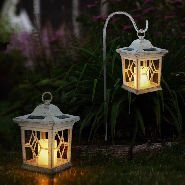 Lanterne Solaire LED Extérieur – Effet Flamme Scintillante – Noire – Étanche IP44 – Fabriquée En Allemagne