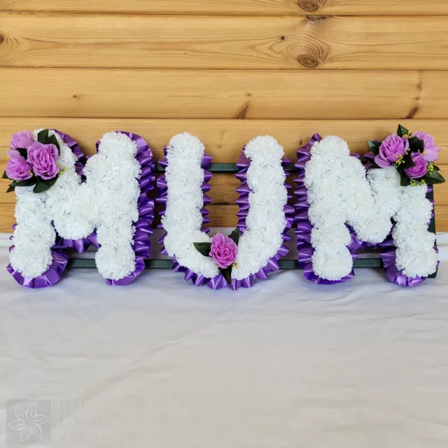 MUM Funeral Flowers Artificial Tribute Wreath Silk Memorial Any 3 Letters