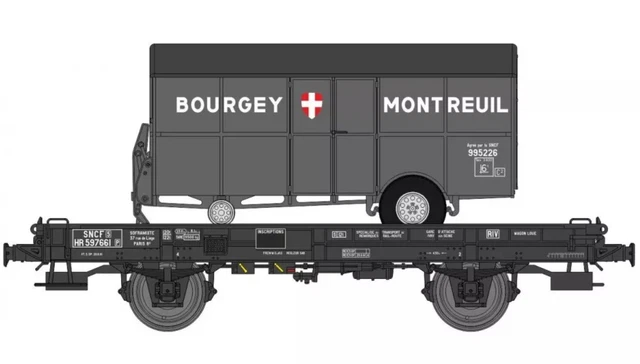 Wagon UFR Monoporteur + Remorque BOURGEY MONTREUIL – REE MODELES WB647, Neuf