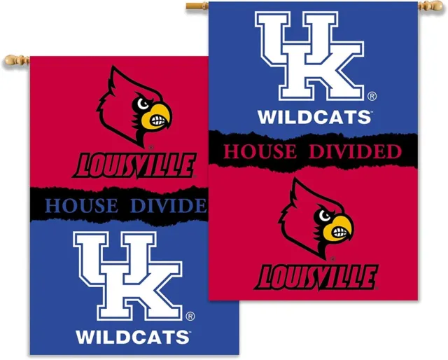 Louisville Cardinal/Kentucky Wildcats HOUSE DIVIDED 2-SIDED 28 X 40 BANNER, New