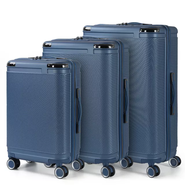 3 Piece Luggage Set Hardshell ABS Suitcase Spinner Lightweight 20/ 24/ 28" Blue