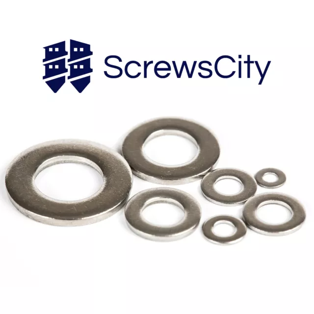 A2 Stainless Steel Flat Washers To Fit M2 M3 M4 M5 M6 M8 M10 M12 Form A Type