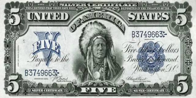 PHOTO MAGNET USA Reproduction 1889 5 Dollars Silver Certificate MAGNET