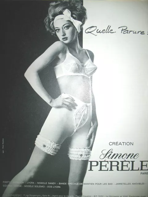 Publicite De Presse Simone Perele Panty Soutien Gorge Stocking French Ad 1968