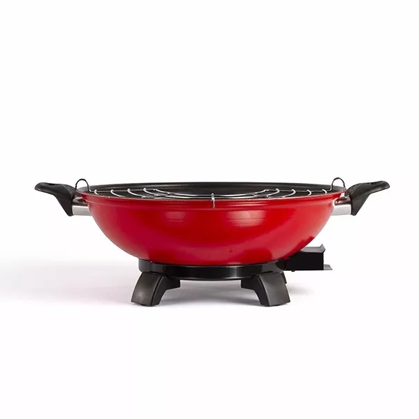 Wok électrique 1500 W rouge Revêtement antiadhésif Contenance 4 L 3