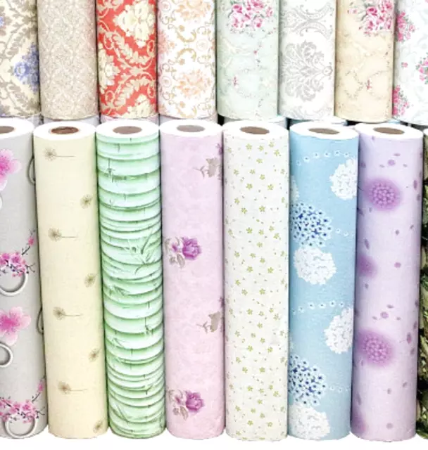 Mixed Pack of  Sticky Back Plastic Floral Brick Wood Wallpaper PVC Vinyl Fablon