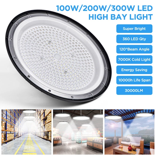 UFO LED HIGH Bay Light 200W Industrial Warehouse Shed Factory Lamp Cool ...