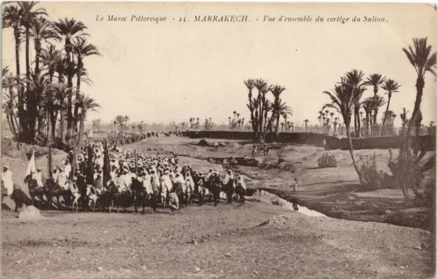 CPA AK MAROC MARRAKECH Vue d'ensemble du cortége du Sultan (10589)
