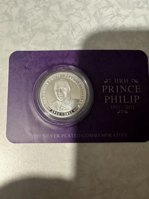 HRH Prince Philip 1921-2021 Commemorative Coin Silver Plated .999 – New