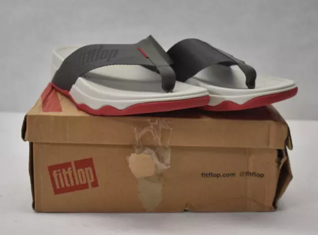 FitFlop Surfa Toe Post Sandals Pewter Grey Mens Shoes Open Toe Size 06