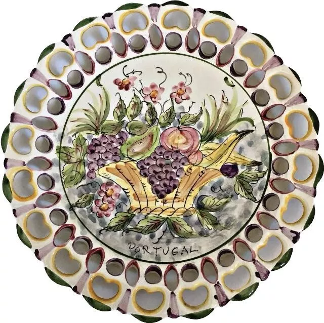 Portuguese Plate Ceramic Hand Painted Wall Hanging Table Art Pottery 29cm