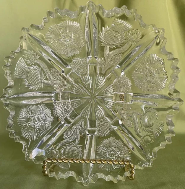Paneled Thistle Bowl Clear Glass 6.5” Diameter