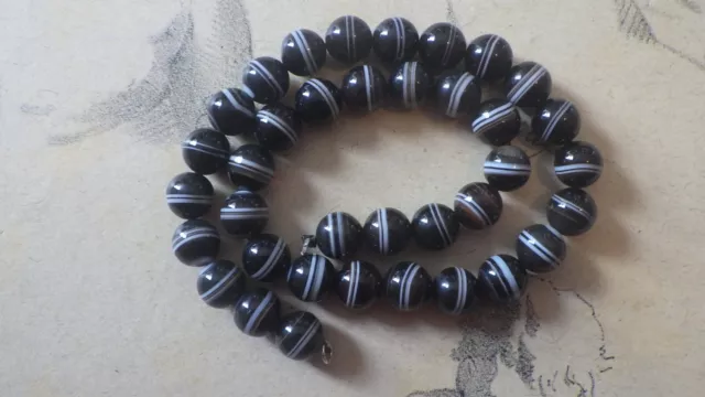 Vintage Banded / Striped Agate Beads 10 mm Diameter 15 inches Long