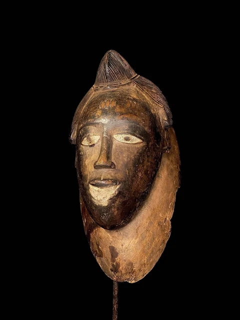African Tribal Mask Wood Hand Carved Vintage Wall Hanging Masque guro-3761