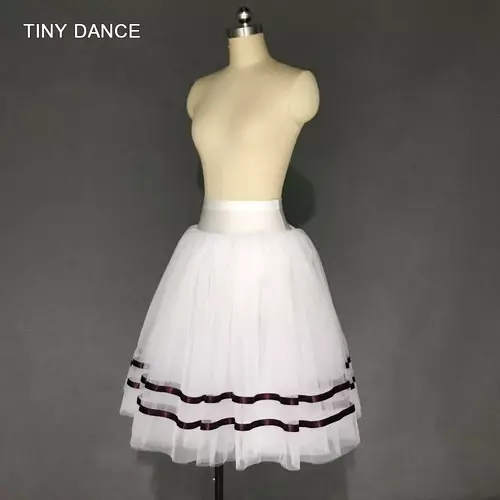 Top Quality Girls Ballet Dance Tutu Skirt Ribbon Trim  Ballet Tutus Half Costume 4