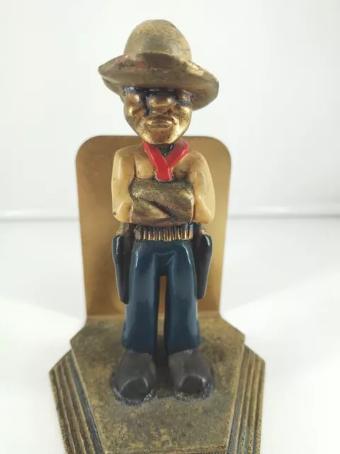 Vintage Western Cowboy Adjustable Bookend  Arms Crossed Cowboy Metal  6" Tall