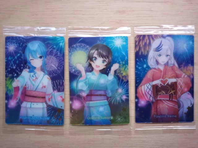 Hololive card set of 3, Pavolia Oosora Hoshimachi BANDAI MEDE IN JAPAN VTuber