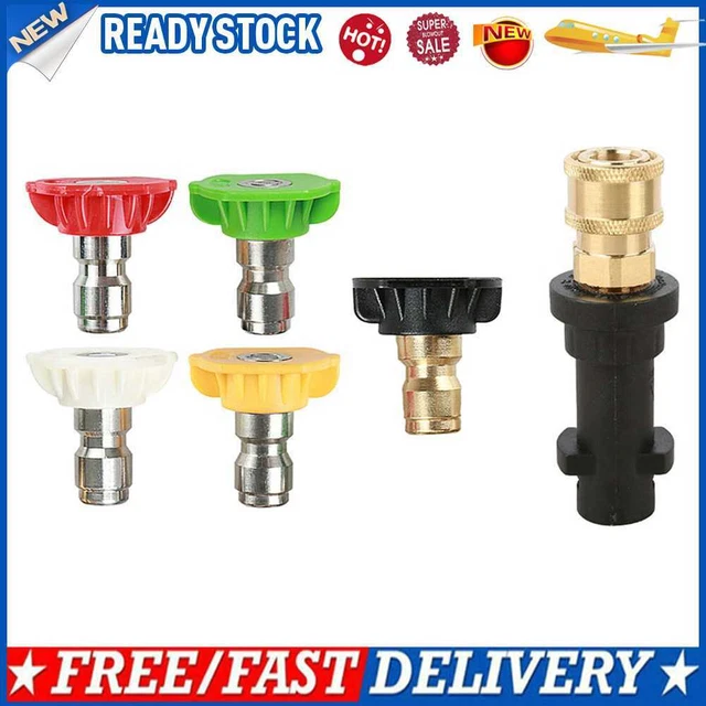 PRESSURE WASHER GUN Adapter 1/4 Quick Adapter + 5 Nozzles for Karcher K2 K6 K7 EUR 11,65