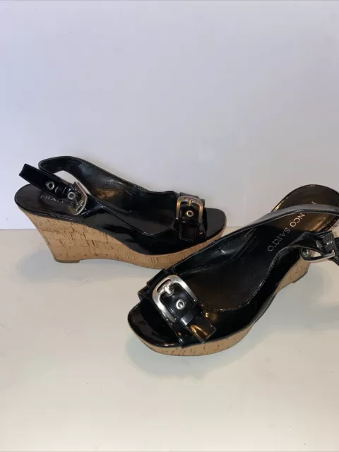 Franco Sarto Womens Open Toe Leather Sandal Platform Cork Heels Size 8.5